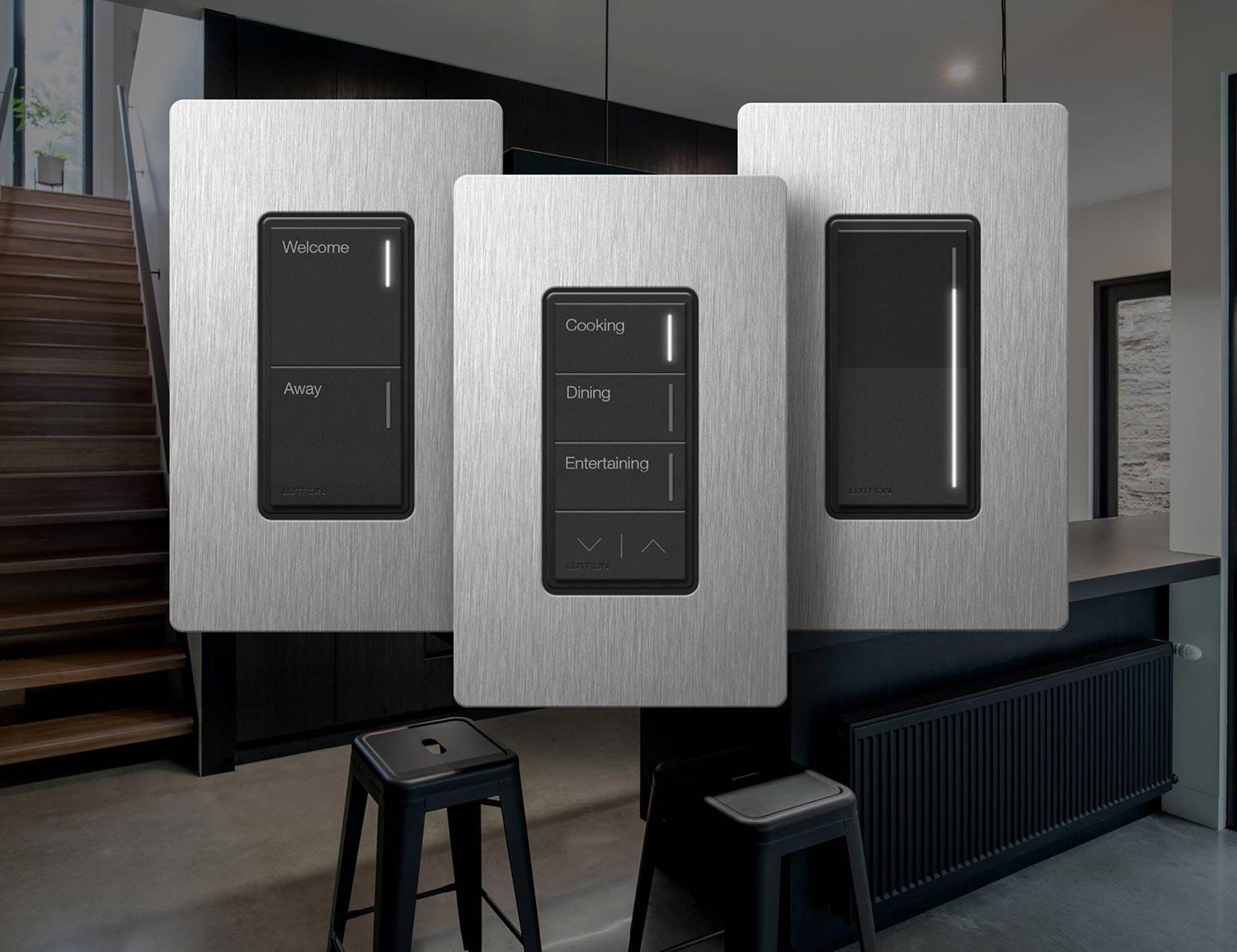 Lutron RA3 wall keypads with engraved scene buttons
