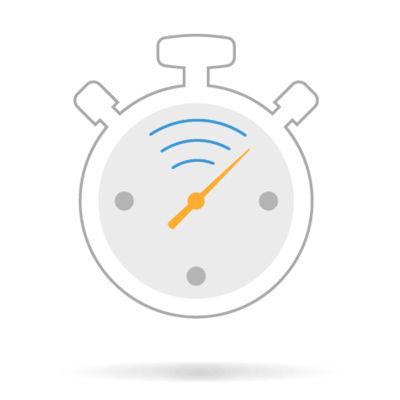 Stopwatch with wireless signal symbol indicating connectivity or tracking