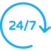 24/7 circular arrow icon representing around-the-clock availability