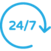 24/7 circular arrow icon representing around-the-clock availability